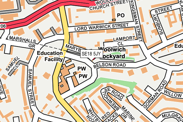 SE18 5JY map - OS OpenMap – Local (Ordnance Survey)