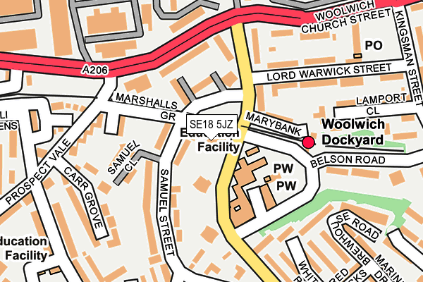 SE18 5JZ map - OS OpenMap – Local (Ordnance Survey)