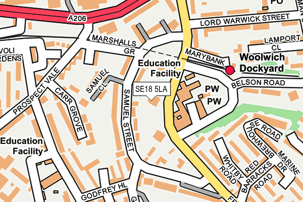 SE18 5LA map - OS OpenMap – Local (Ordnance Survey)