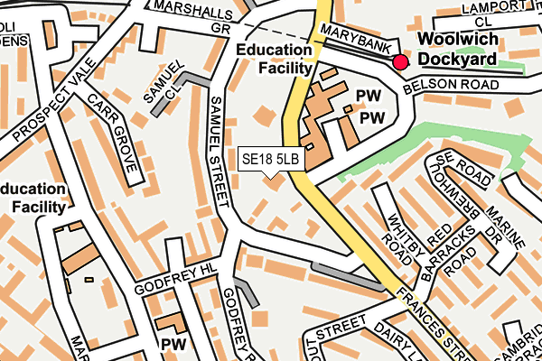 SE18 5LB map - OS OpenMap – Local (Ordnance Survey)