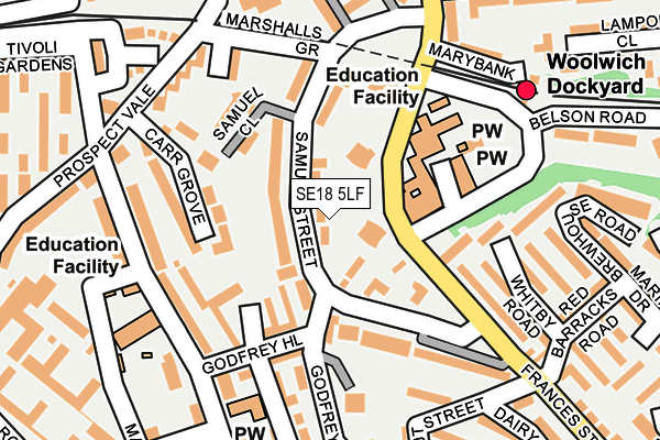 SE18 5LF map - OS OpenMap – Local (Ordnance Survey)