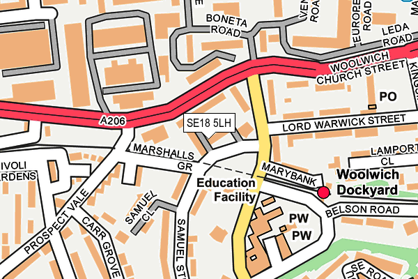 SE18 5LH map - OS OpenMap – Local (Ordnance Survey)