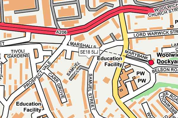 SE18 5LJ map - OS OpenMap – Local (Ordnance Survey)
