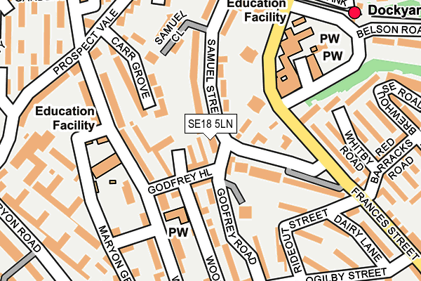 SE18 5LN map - OS OpenMap – Local (Ordnance Survey)
