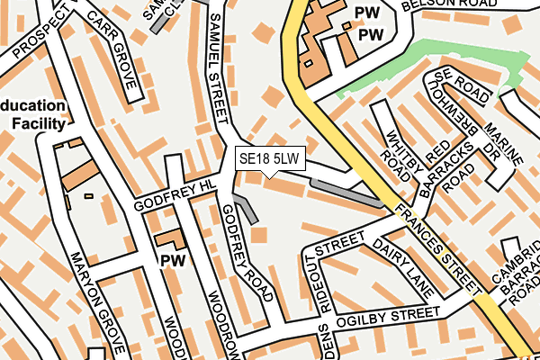 SE18 5LW map - OS OpenMap – Local (Ordnance Survey)