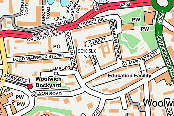 SE18 5LX map - OS OpenMap – Local (Ordnance Survey)