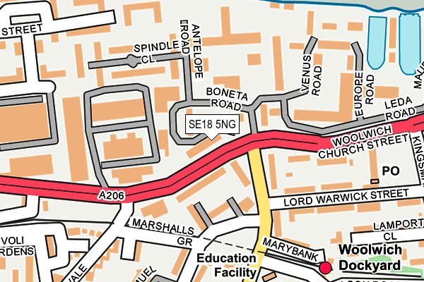 SE18 5NG map - OS OpenMap – Local (Ordnance Survey)