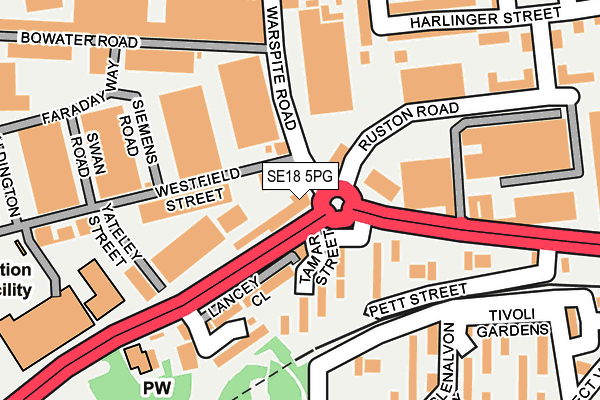 SE18 5PG map - OS OpenMap – Local (Ordnance Survey)