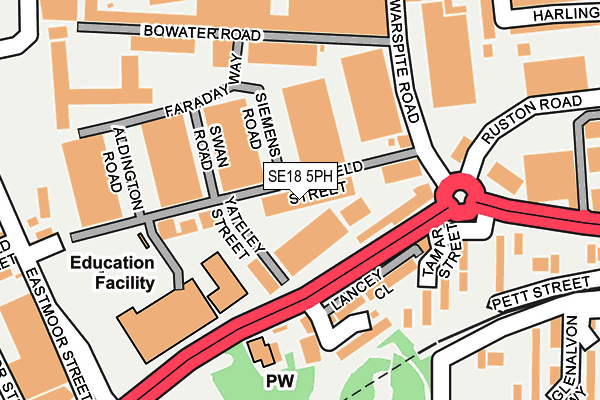SE18 5PH map - OS OpenMap – Local (Ordnance Survey)