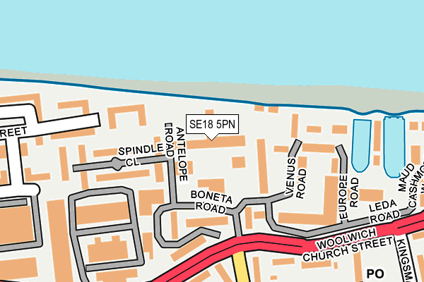 SE18 5PN map - OS OpenMap – Local (Ordnance Survey)