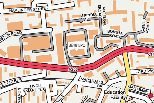 SE18 5PQ map - OS OpenMap – Local (Ordnance Survey)