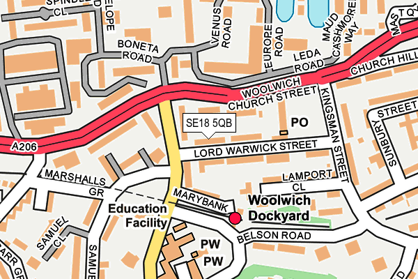 SE18 5QB map - OS OpenMap – Local (Ordnance Survey)