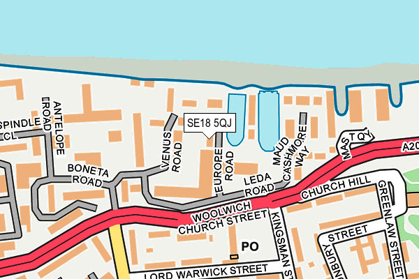 SE18 5QJ map - OS OpenMap – Local (Ordnance Survey)
