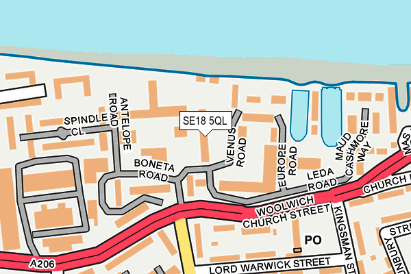 SE18 5QL map - OS OpenMap – Local (Ordnance Survey)