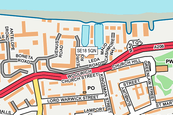 SE18 5QN map - OS OpenMap – Local (Ordnance Survey)