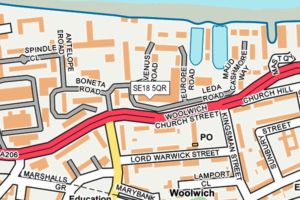 SE18 5QR map - OS OpenMap – Local (Ordnance Survey)