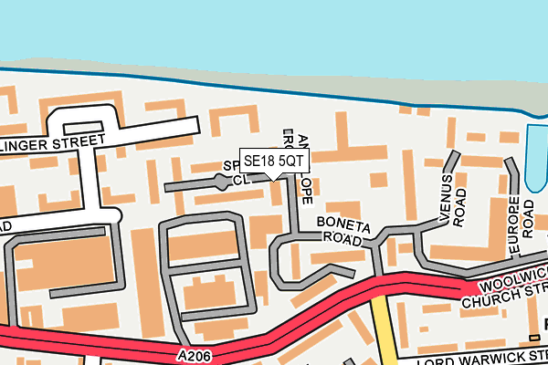SE18 5QT map - OS OpenMap – Local (Ordnance Survey)