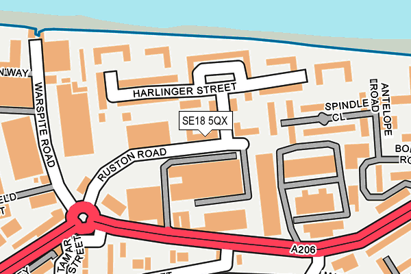 SE18 5QX map - OS OpenMap – Local (Ordnance Survey)