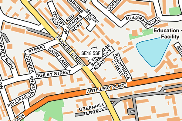 SE18 5SF map - OS OpenMap – Local (Ordnance Survey)
