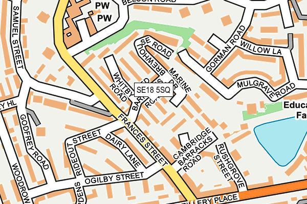SE18 5SQ map - OS OpenMap – Local (Ordnance Survey)