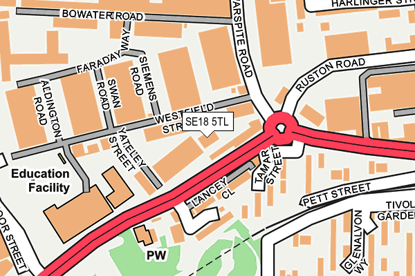 SE18 5TL map - OS OpenMap – Local (Ordnance Survey)