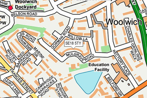 SE18 5TY map - OS OpenMap – Local (Ordnance Survey)