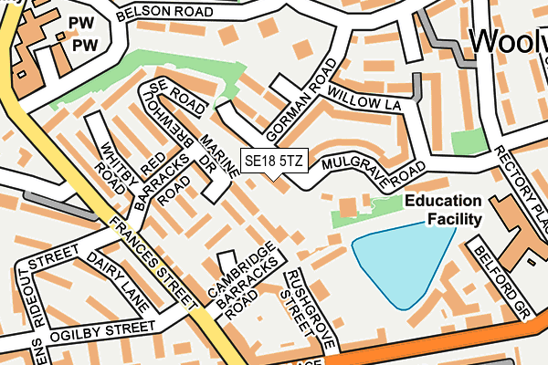 SE18 5TZ map - OS OpenMap – Local (Ordnance Survey)