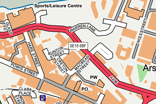 SE18 6BF map - OS OpenMap – Local (Ordnance Survey)