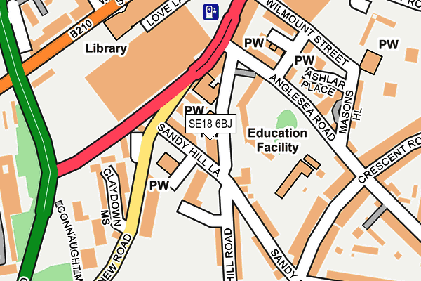 SE18 6BJ map - OS OpenMap – Local (Ordnance Survey)