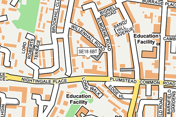 SE18 6BT map - OS OpenMap – Local (Ordnance Survey)