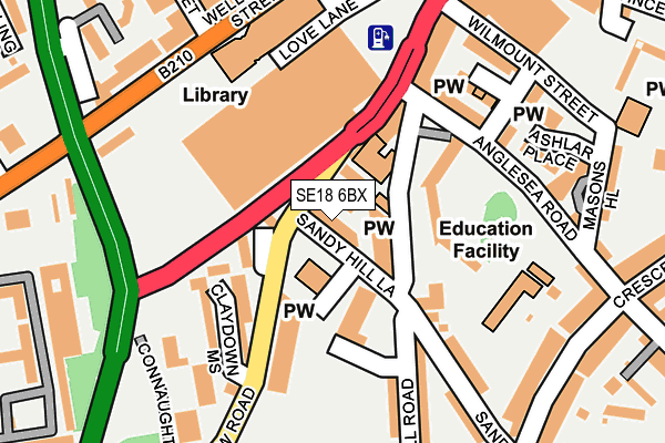 SE18 6BX map - OS OpenMap – Local (Ordnance Survey)