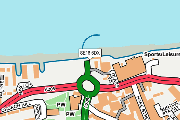 SE18 6DX map - OS OpenMap – Local (Ordnance Survey)