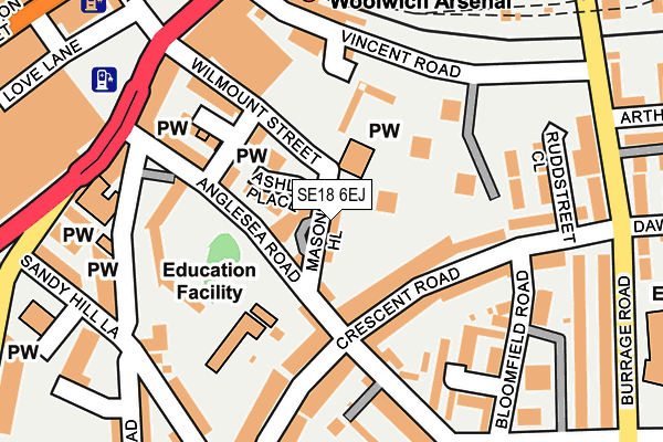 SE18 6EJ map - OS OpenMap – Local (Ordnance Survey)