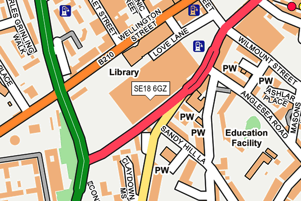 SE18 6GZ map - OS OpenMap – Local (Ordnance Survey)