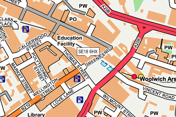 SE18 6HX map - OS OpenMap – Local (Ordnance Survey)