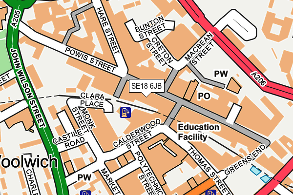 SE18 6JB map - OS OpenMap – Local (Ordnance Survey)