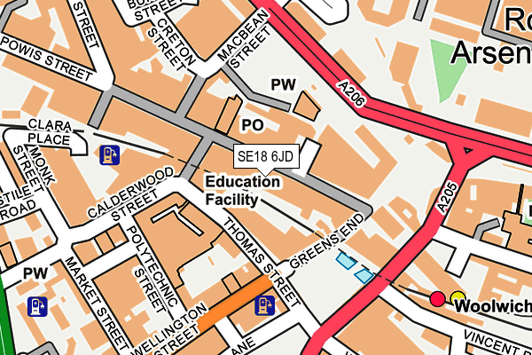 SE18 6JD map - OS OpenMap – Local (Ordnance Survey)