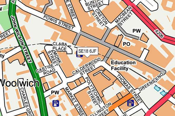 SE18 6JF map - OS OpenMap – Local (Ordnance Survey)