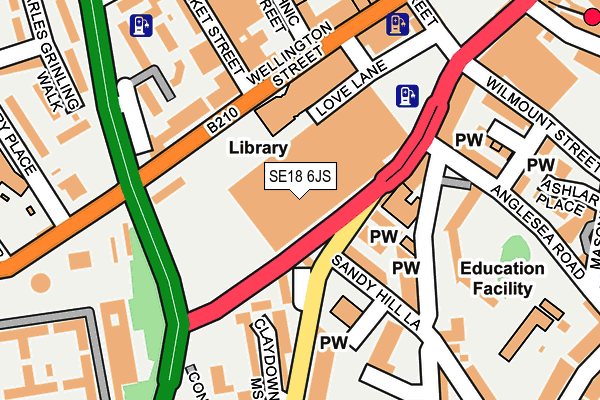 SE18 6JS map - OS OpenMap – Local (Ordnance Survey)