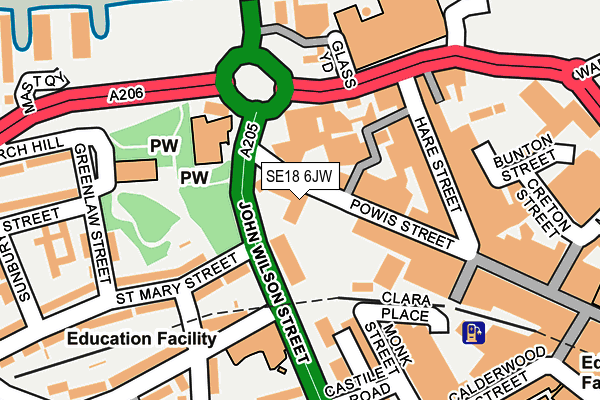 SE18 6JW map - OS OpenMap – Local (Ordnance Survey)