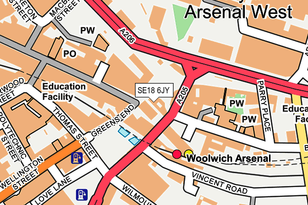 SE18 6JY map - OS OpenMap – Local (Ordnance Survey)