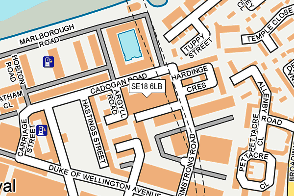 SE18 6LB map - OS OpenMap – Local (Ordnance Survey)