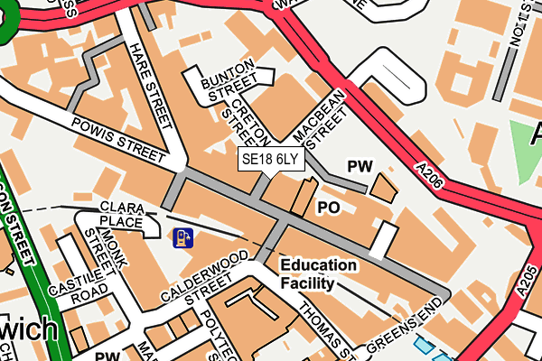 SE18 6LY map - OS OpenMap – Local (Ordnance Survey)