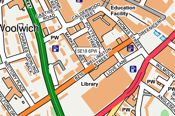 SE18 6PW map - OS OpenMap – Local (Ordnance Survey)