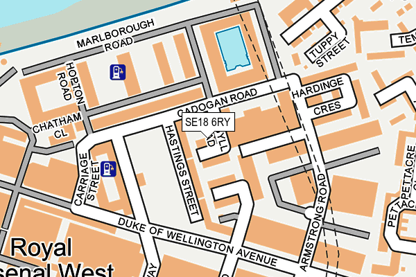 SE18 6RY map - OS OpenMap – Local (Ordnance Survey)