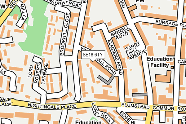 SE18 6TY map - OS OpenMap – Local (Ordnance Survey)