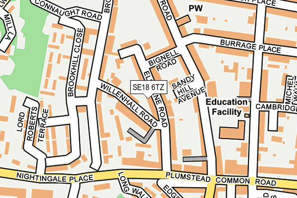 SE18 6TZ map - OS OpenMap – Local (Ordnance Survey)