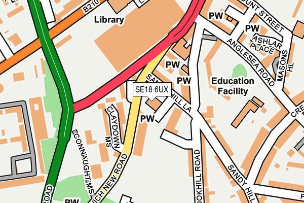SE18 6UX map - OS OpenMap – Local (Ordnance Survey)