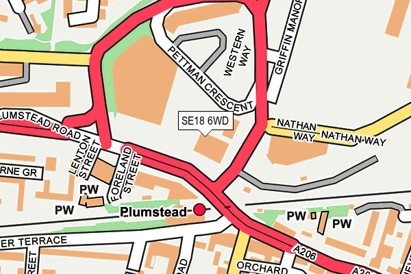 SE18 6WD map - OS OpenMap – Local (Ordnance Survey)