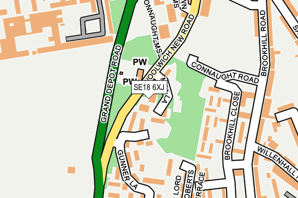 SE18 6XJ map - OS OpenMap – Local (Ordnance Survey)